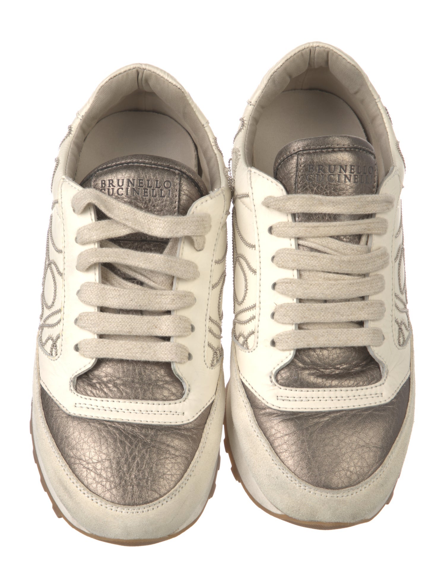 Brunello Cucinelli Suede Beaded Accents Sneakers